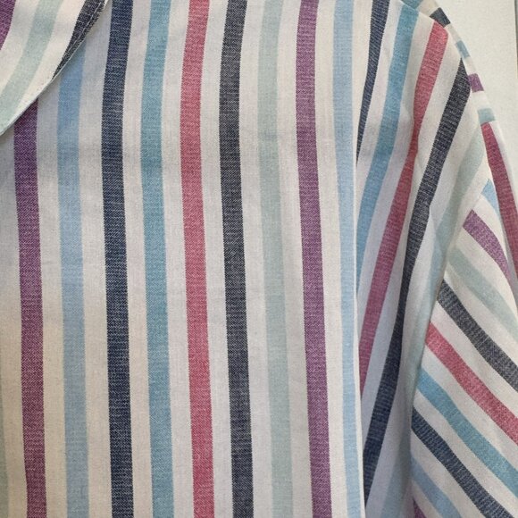 NWOT Woman Within 4xl Button Down Blouse White w/ Multi-Color Stripes Workwear - Picture 4 of 7